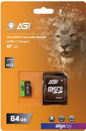 

Карта памяти AGI TF138 microSDHC AGI064GU1TF138 64GB (с адаптером)