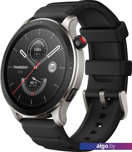 

Умные часы Amazfit GTR 4 (серебристый, с черным ремешком из фторэластомера)