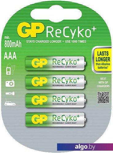 

Аккумуляторы GP ReCyko+ AAA 800mAh 4 шт. (85AAAHCB)