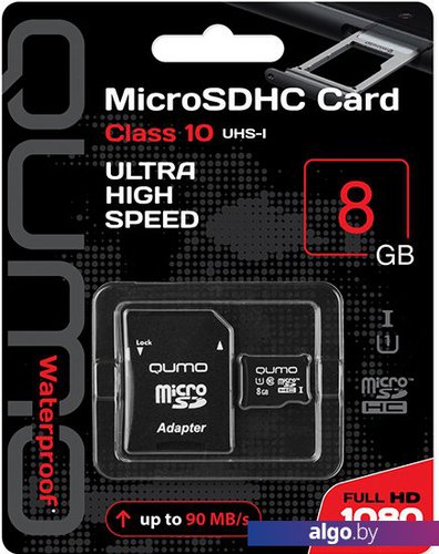 

Карта памяти QUMO microSDHC QM8GMICSDHC10U1 8GB (с адаптером)