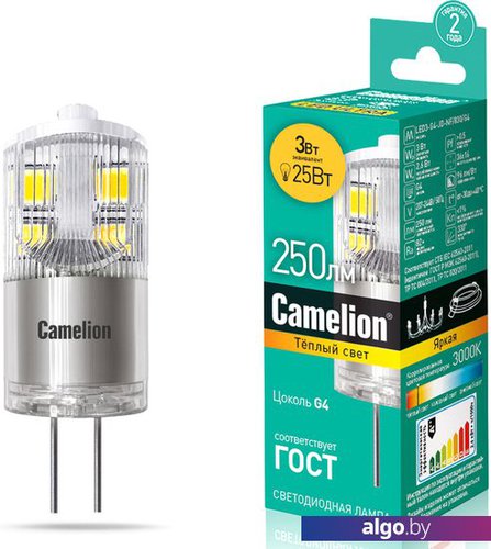 

Светодиодная лампочка Camelion LED3-G4-JD-NF/830/G4