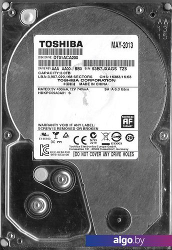 

Жесткий диск Toshiba HDKPC09A0A01 2TB