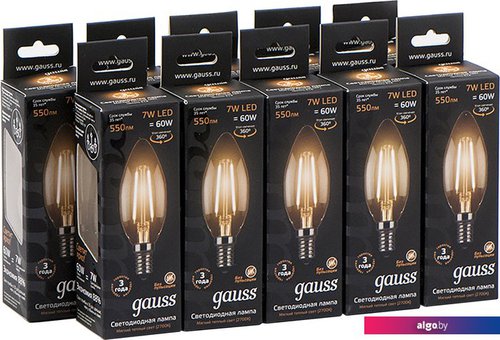 

Светодиодная лампочка Gauss LED Filament Candle E14 7 Вт 2700 К 103801107 (10 шт)