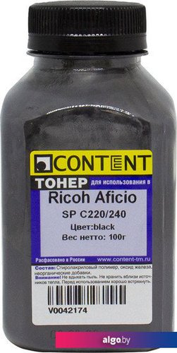 

Тонер Content для Ricoh Aficio SP C220/240 (черный) 100 г