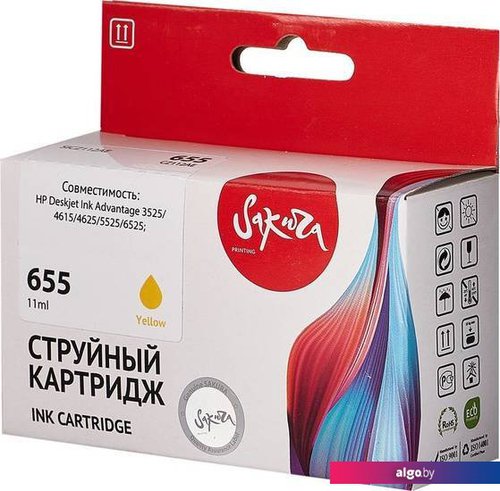 

Картридж Sakura Printing SICZ112AE (аналог HP 655 Yellow)