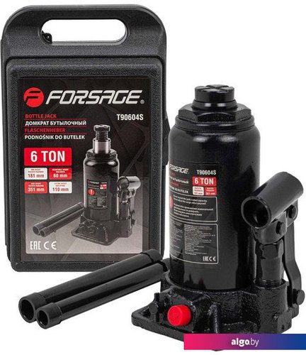 

Бутылочный домкрат FORSAGE F-T90604-S 6т в кейсе, Черный