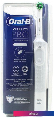 

Электрическая зубная щетка Oral-B Vitality Pro D103.413.3 Cross Action Protect X Clean White 4210201427582 (белый), Белый;серый