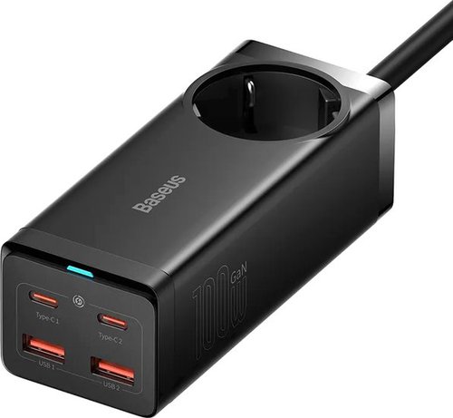 

Сетевое зарядное Baseus GaN3 Pro Desktop Powerstrip AC+2U+2C 100W, Черный