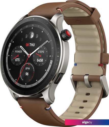 

Умные часы Amazfit GTR 4 (серебристый, с коричневым кожаным ремешком)