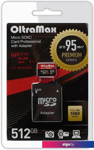 

Карта памяти OltraMax Premium Series microSDXC 512GB OM512GCSDXC10UHS-1-PRU3 (с адаптером)