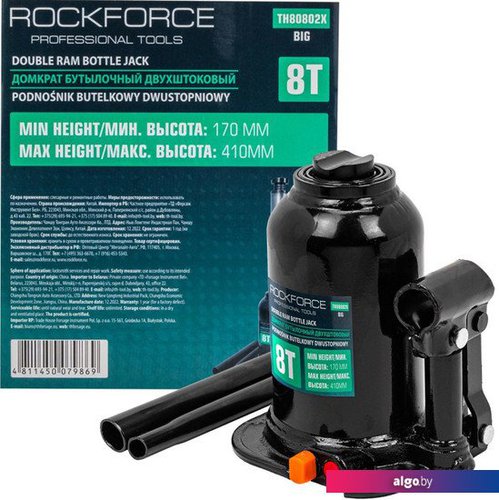 

Бутылочный домкрат RockForce RF-TH80802X BIG 8т, Черный