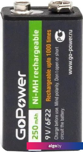 

Аккумулятор GoPower 6F22 Ni-MH 250mAh 00-00017020 1шт