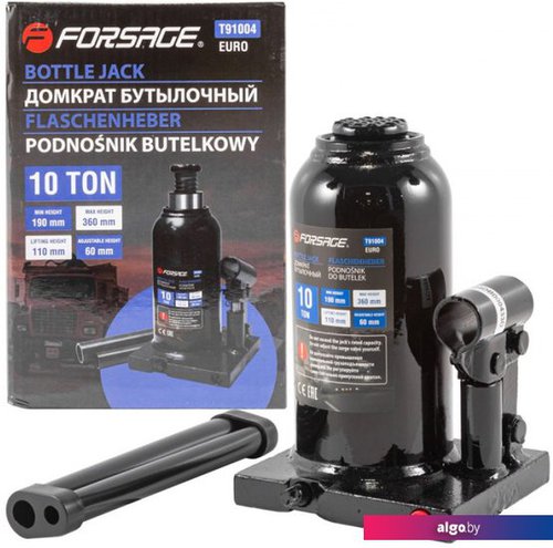 

Бутылочный домкрат FORSAGE F-T91004 (Euro) 10т, Черный