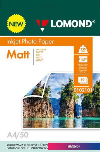 

Фотобумага Lomond двухсторонняя матовая А4 250 г/м2 50 л 0102101