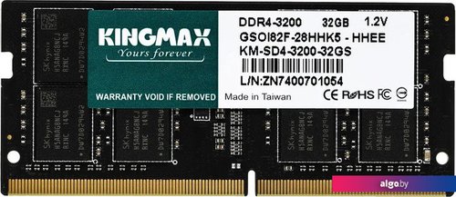 

Оперативная память Kingmax 32ГБ DDR4 SODIMM 3200 МГц KM-SD4-3200-32GS