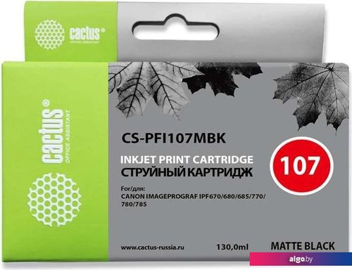 

Картридж CACTUS CS-PFI107MBK (аналог Canon PFI107MBK)