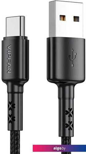 

Кабель Vipfan X02 USB Type-A - USB-Type-C (1.8 м, черный)