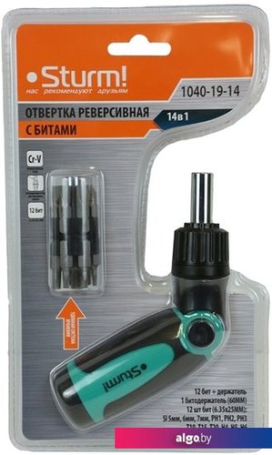 

Набор отвертка с битами Sturm 1040-19-14 (14 предметов)