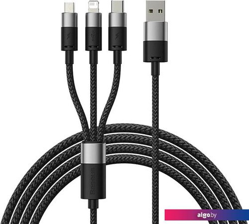 

Кабель Baseus StarSpeed 1-for-3 Fast Charging Data Cable (1.2 м, черный)