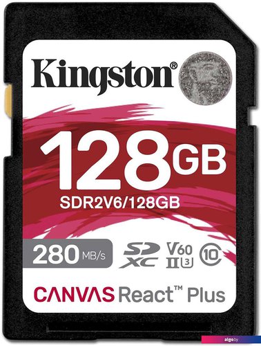 

Карта памяти Kingston Canvas React Plus V60 SDXC 128GB