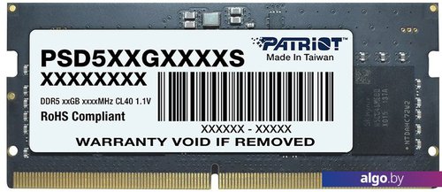 

Оперативная память Patriot Signature Line 16ГБ DDR5 SODIMM 4800 МГц PSD516G480081S