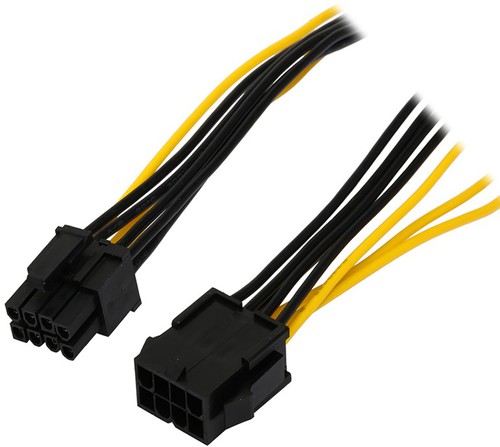 

Переходник питания для видеокарт Gembird CC-PSU-84, 6+2pin, 30см