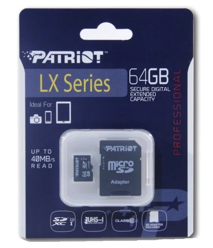 

Карта памяти Patriot microSDXC LX Series (Class 10) 64GB