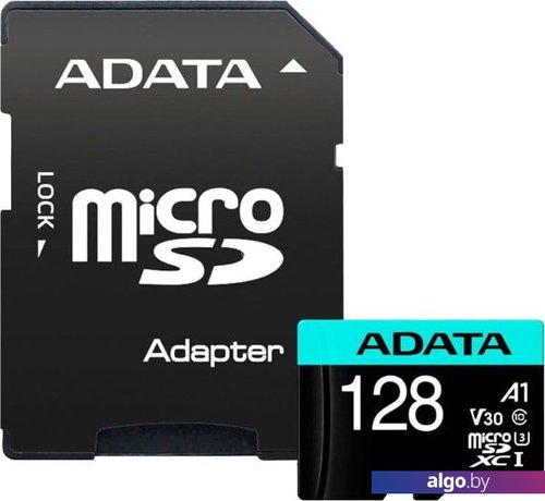Карта памяти A-Data Premier Pro AUSDX128GUI3V30SA2-RA1 microSDXC 128GB (с адаптером)