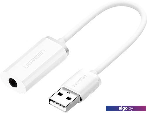 

Адаптер Ugreen US206 30712 USB Type-A - 3.5 мм (0.15 м, белый)