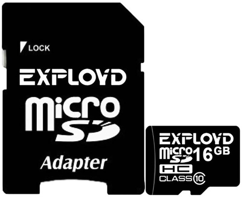Карта памяти Exployd microSDHC (Class 10) 16GB + адаптер [EX016GCSDHC10]