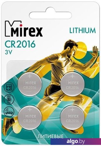 

Батарейки Mirex CR2016 4 шт 23702-CR2016-E4