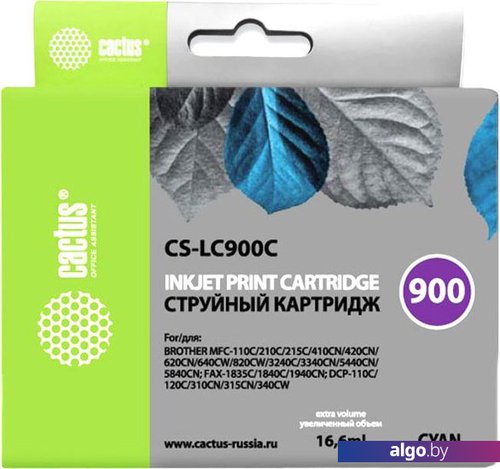 

Картридж CACTUS CS-LC900C (аналог Brother LC900C), Циан