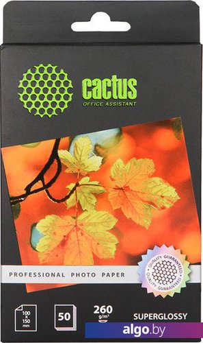 Фотобумага CACTUS Суперглянцевая A6 260 г/кв.м. 50 листов (CS-HGA626050)