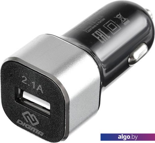 

Автомобильное зарядное Digma DGCC-1U-2.1A-BS, Серебристый;черный
