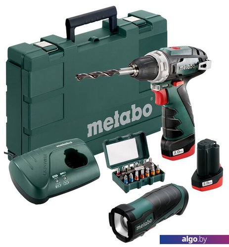 Дрель-шуруповерт Metabo PowerMaxx BS Basic Set 600080930 (с 2-мя АКБ, насадки, фонарь) Дрель-шуруповерт Metabo PowerMaxx BS Basic Set 600080930 (с 2-мя АКБ, насадки, фонарь)