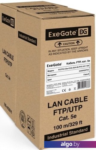 Кабель ExeGate FUTP4-C5e-CCA-S24-IN-PVC-GY-100 FTP Кабель ExeGate FUTP4-C5e-CCA-S24-IN-PVC-GY-100 FTP