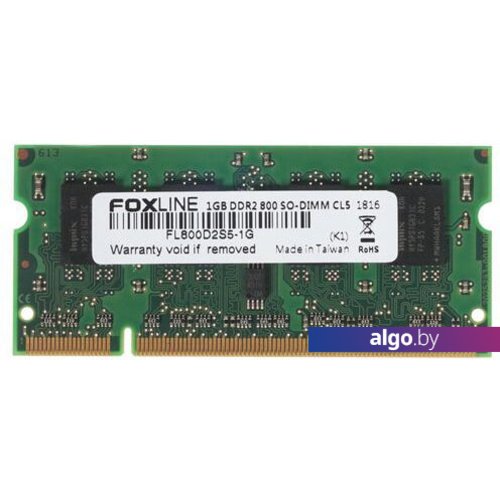 Оперативная память Foxline 1GB DDR2 SODIMM PC2-6400 FL800D2S5-1G Оперативная память Foxline 1GB DDR2 SODIMM PC2-6400 FL800D2S5-1G