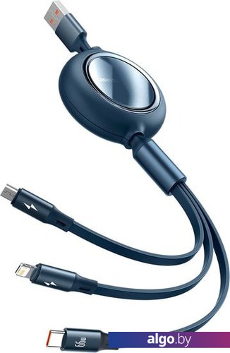 

Кабель Baseus CAMLC-MJ03 USB-A - USB Type-C/microUSB/Lightning (1.2 м, синий)