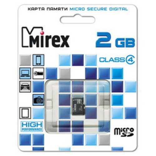 

Карта памяти Mirex microSD (Class 4) 2GB (13612-MCROSD02)