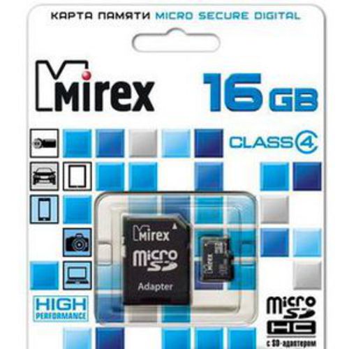 Карта памяти Mirex microSDHC (Class 4) 16GB (13613-ADTMSD16)