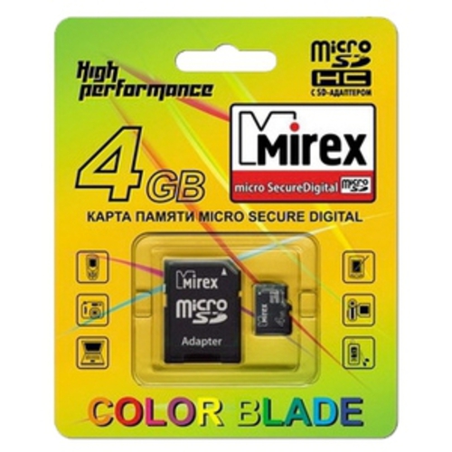 

Карта памяти Mirex microSDHC (Class 4) 4GB (13613-ADTMSD04)