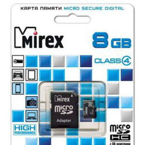Карта памяти Mirex microSDHC (Class 4) 8GB (13613-ADTMSD08)