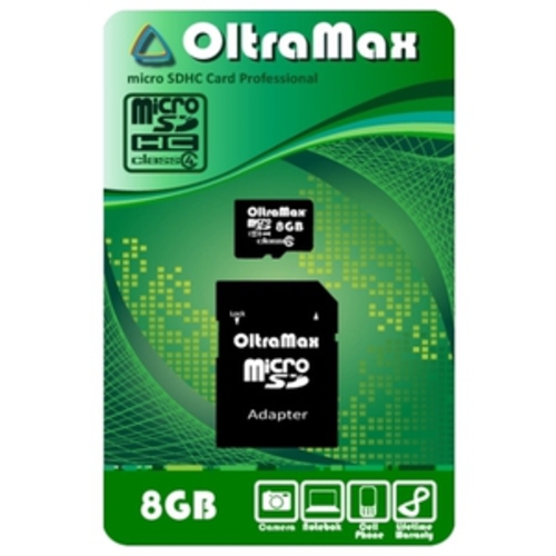 Карта памяти Oltramax microSDHC Class 4 8GB + адаптер