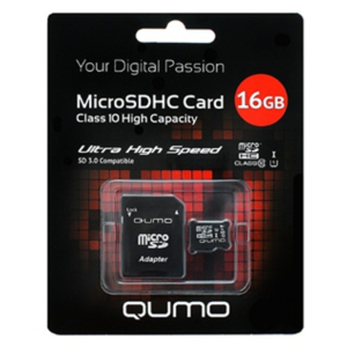 

Карта памяти QUMO microSDHC (UHS-1) 16GB (QM16GMICSDHC10U1)