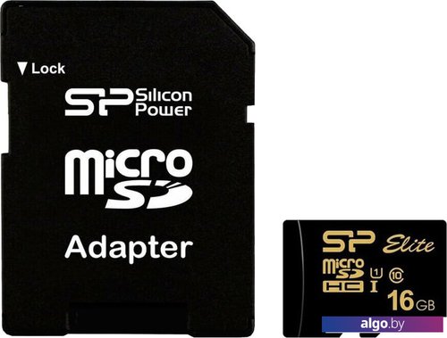 

Карта памяти Silicon-Power Elite Gold microSDHC SP016GBSTHBU1V1GSP 16GB (с адаптером)