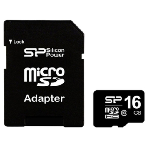 

Карта памяти Silicon-Power microSDHC (Class 10) 16 Гб + адаптер (SP016GBSTH010V10-SP)