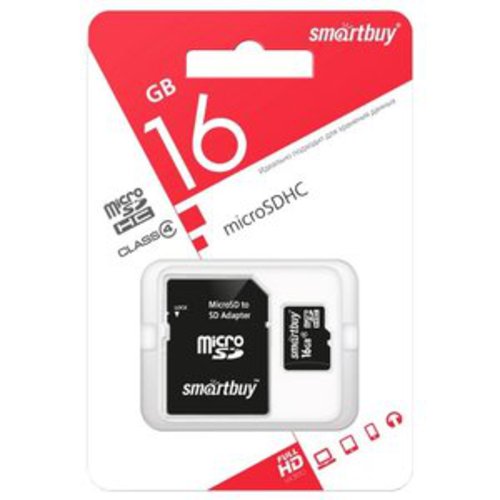 Карта памяти Smart Buy microSDHC (Class 4) 16 Гб + SD адаптер (SB16GBSDCL4-01) Карта памяти Smart Buy microSDHC (Class 4) 16 Гб + SD адаптер (SB16GBSDCL4-01)