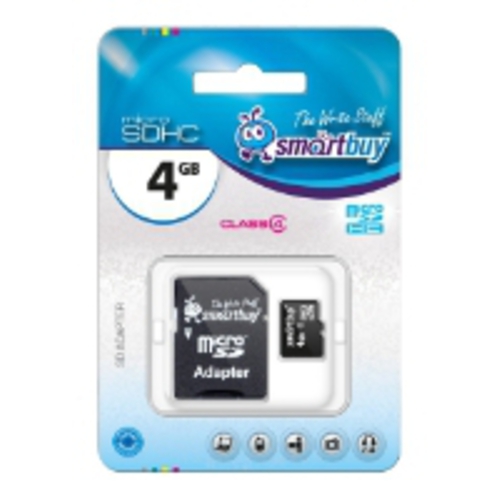 Карта памяти Smart Buy microSDHC (Class 4) 4 Гб + SD адаптер (SB4GBSDCL4-01) Карта памяти Smart Buy microSDHC (Class 4) 4 Гб + SD адаптер (SB4GBSDCL4-01)