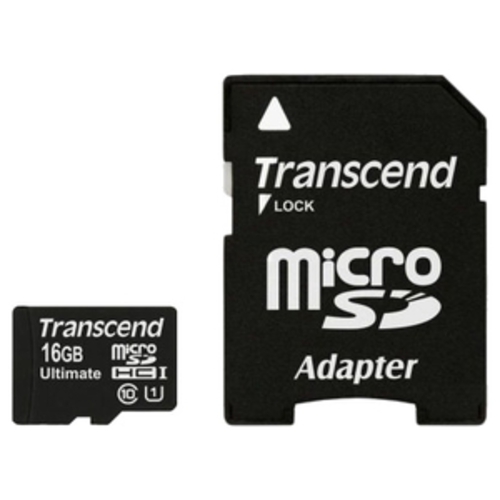 

Карта памяти Transcend microSDHC (Class 10) UHS-I 16GB + SD адаптер (TS16GUSDHC10U1)