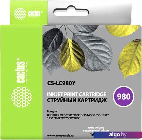 

Картридж CACTUS CS-LC980Y (аналог Brother LC980Y)